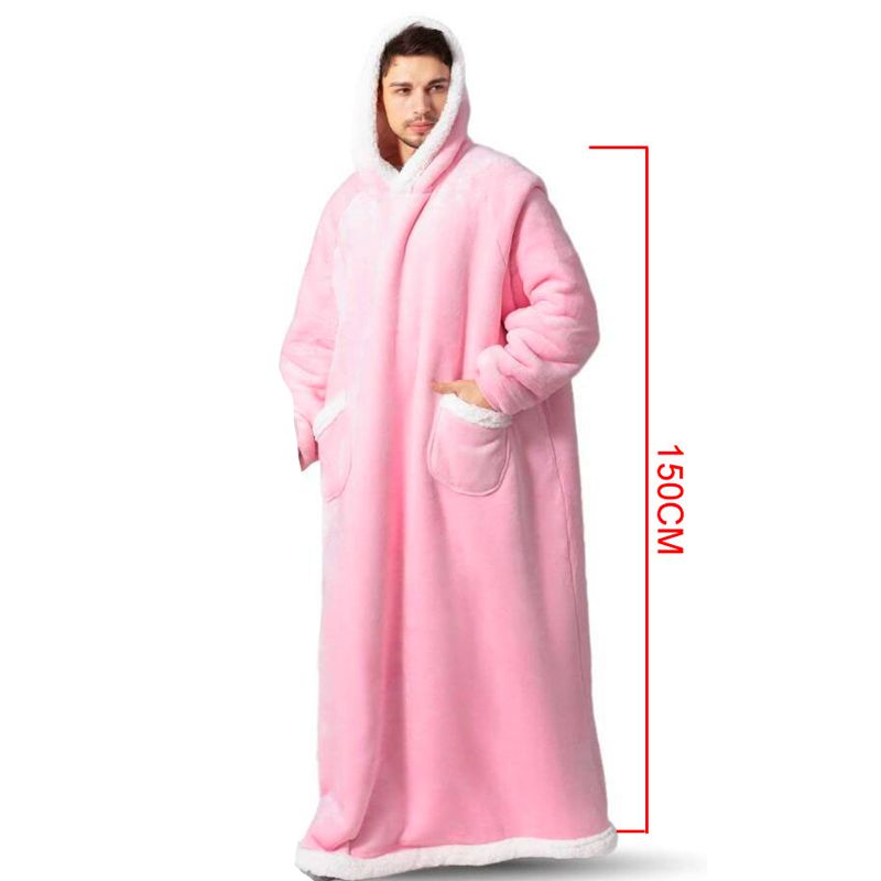 Fluffy Sleeved Pajama Blanket Hoodie